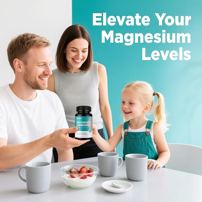 Magnesium Carbonate 500mg High Absorption Supplement for Digestive Health Muscle &amp Nerve Function 3 Month Supply Vegan Non-GMO Gluten-Free 90 Capsules