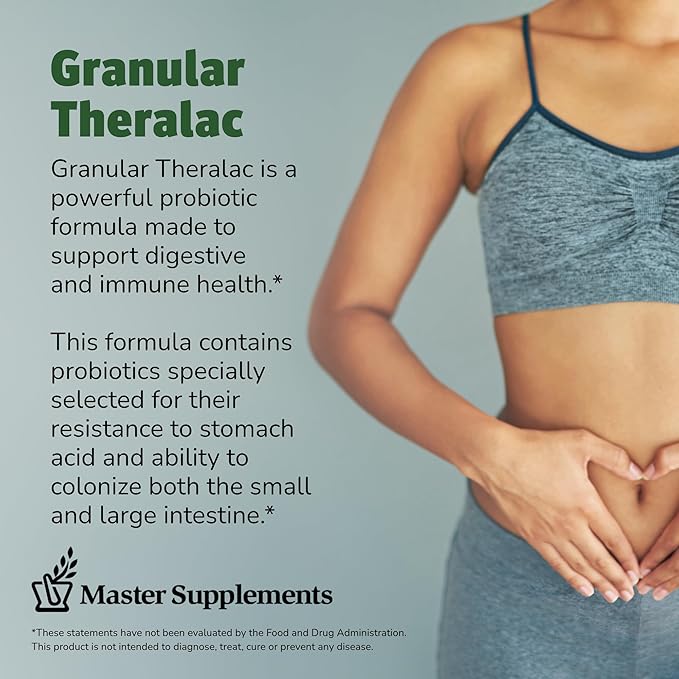 Master Supplements Granular Theralac - 1.05 oz - Multi-Strain Probiotic Powder for Optimal Gut Health - Great for Kids - Vegan Gluten Free - 40 Servings