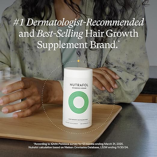 Nutrafol Women's Hair Growth Supplements For Women 18-44 Years Old Clinically Tested for Visibly Thicker Stronger Hair 100% Vegan Ingredients Dermatologist Recommended - 1 Month Supply