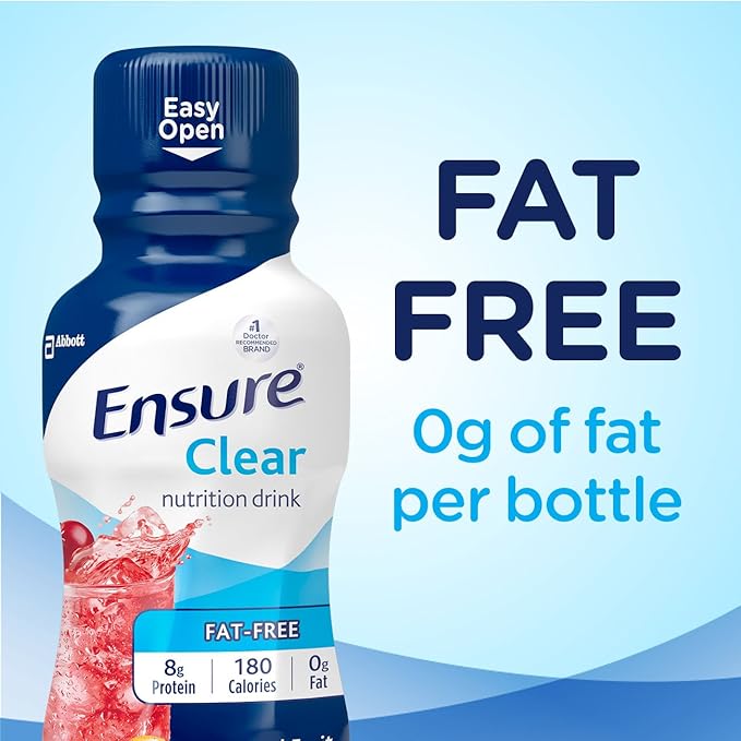 BOOST Breeze Clear Nutritional Drink 9g Protein 250 Nutrient-Rich Calories Wild Berry 8 fl oz &amp Ensure Clear Nutrition Liquid Drink 0g fat 8g of protein Mixed Fruit 10 Fl Oz (Pack of 12)