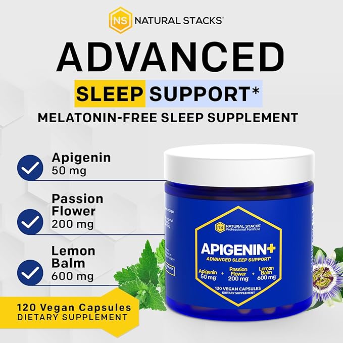 NATURAL STACKS GABA Brain Food + Apigenin Supplement for Sleep Bundle - Supports Relaxation and Sleep* - 180 Total Capsules