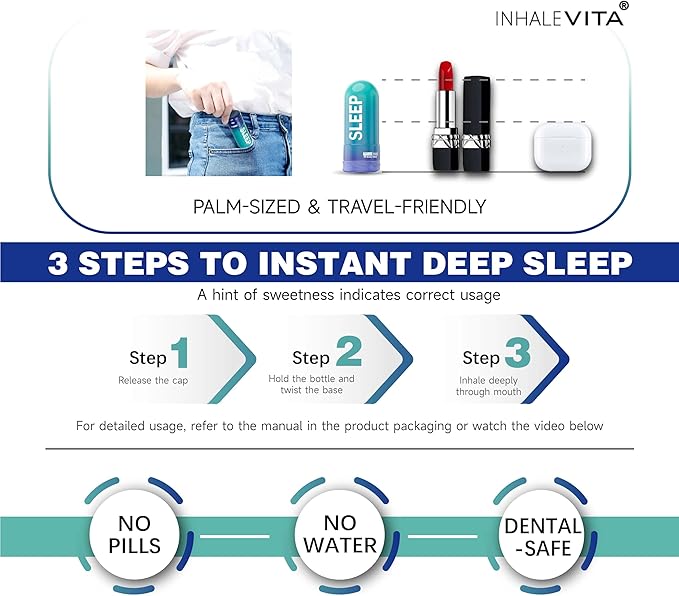 Melatonin Inhaler Sleep Aid | 60-Day Supply Fast-Acting with Advanced Absorption | 0.2mg Low Dose Zero-Sugar | Wake Refreshed Portable &amp Non-Habit Forming