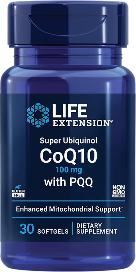 Life Extension Super Ubiquinol CoQ10 PQQ Shilajit Vitamin K1 Vitamin K2 MK-7 and MK-4 Vitamin C Cellular Energy Heart Bone and Arterial Health Bundle 30 + 90 Softgels
