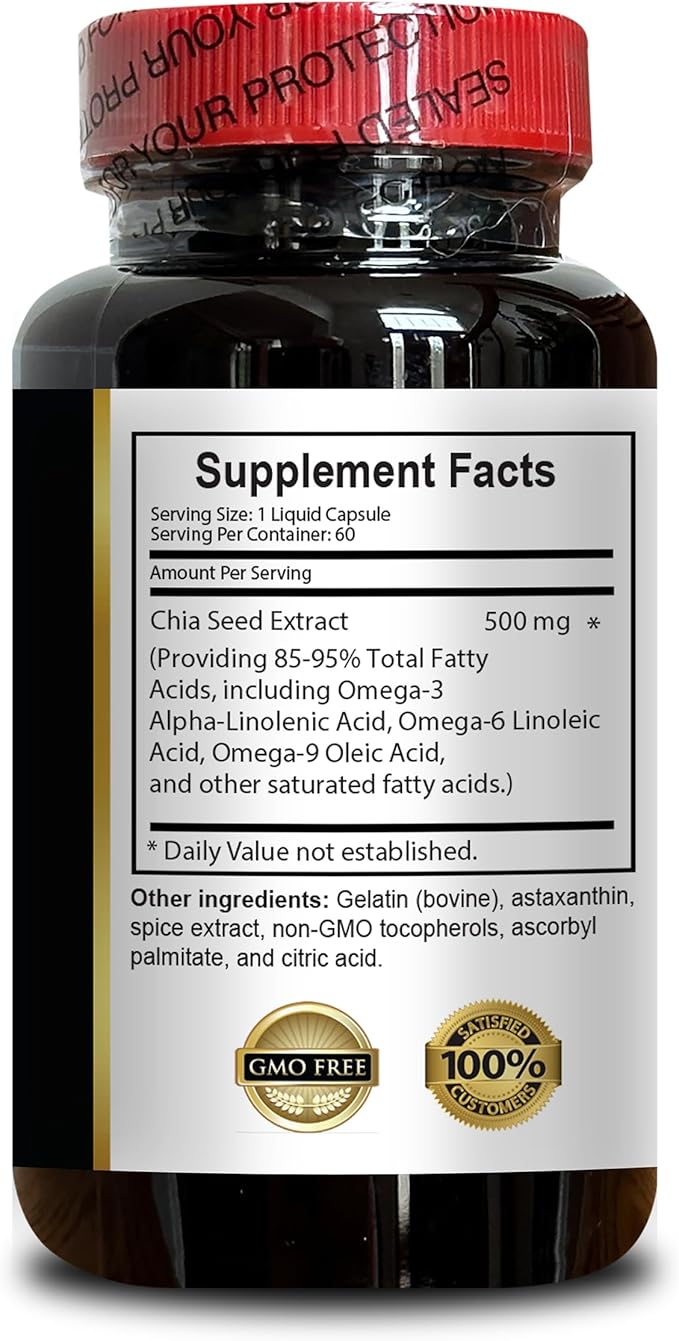 chia seed superfood - CHIA SEED - antioxidant capsules Chia Seed Oil Extract Capsules Omega 3 6 9 Supplement and Daily Fiber Capsules chia seeds ground organic immune support - 1 Bottle