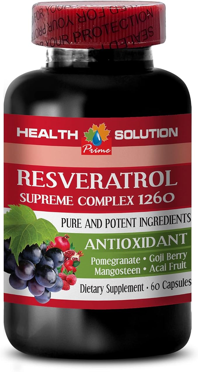Amplify Your Natural Stamina - RESVERATROL SUPREME COMPLEX - Resveratrol Extract with Goji Berry Acai Noni Pomegranate Mangosteen Superfruit Blend Antioxidant Immune Support 3 Bot 180 Caps