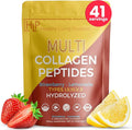 Healthy Living Proteins - Hydrolyzed Multi Collagen Peptides Powder Types I II III V &amp X - Grass Fed Bovine Wild Caught Marine Free Range Chicken - Gluten Free (Strawberry-Lemonade 16 oz)