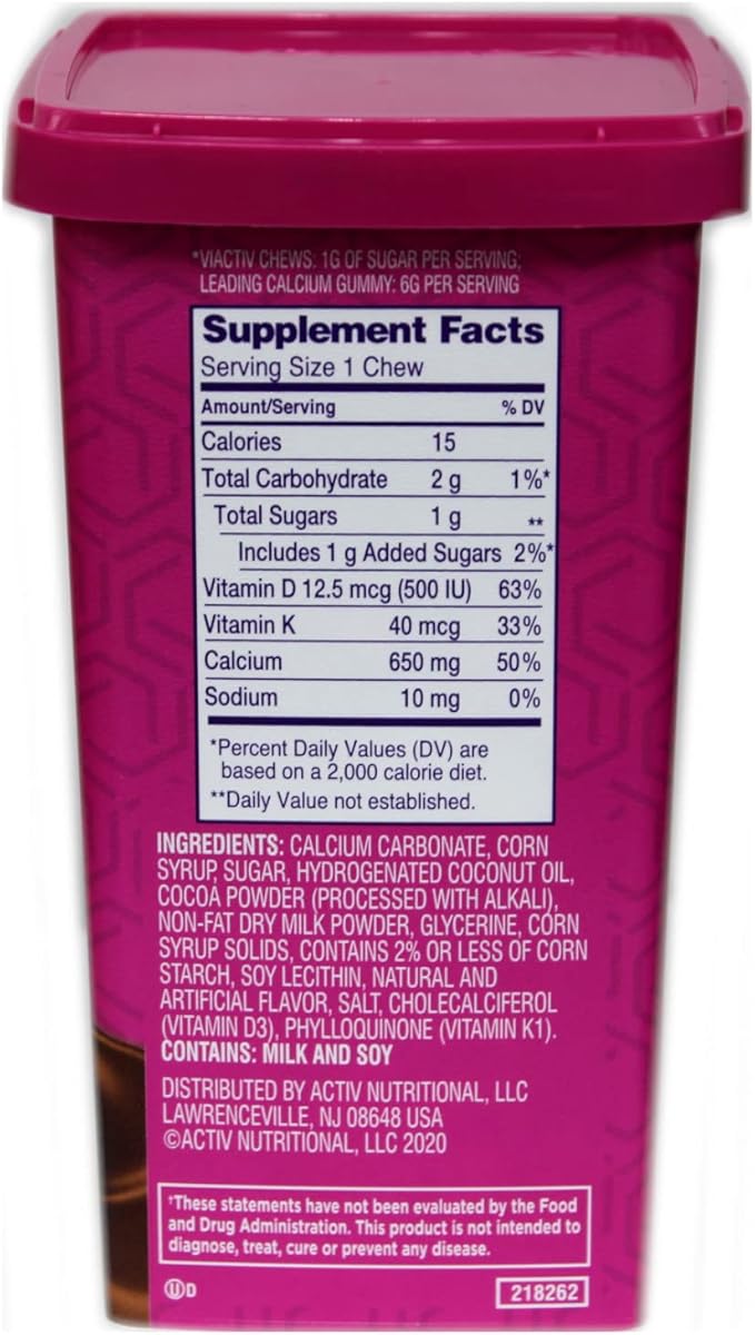 Viactiv Max Formula Calcium +Vitamin D3 Supplement for Bone Health Milk Chocolate 100 Soft Chews - 3 Pack