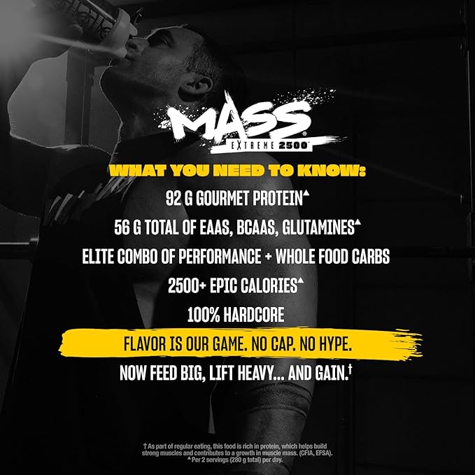 Mutant Mass Extreme 2500 Gainer - Whey Protein Powder with 3-Source Whey Protein Blend &amp Whole Food Carbs - High Calorie Mass Gainer for Muscle Building &amp Weight Gain - Cookies &amp Cream 12