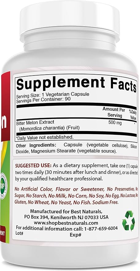 Best Naturals Bitter Melon 500 mg &amp Milk Thistle Extract 1000mg