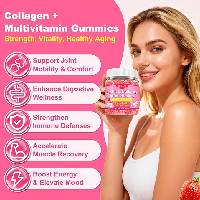 180 Count | Collagen Peptides Gummies for Women Men Collagen Gummies with Multi Hydrolyzed Protein Type IIIIIIVX Biotin Vitamin C B12 D A E for Skin Hair Nails Bone Sugar Free