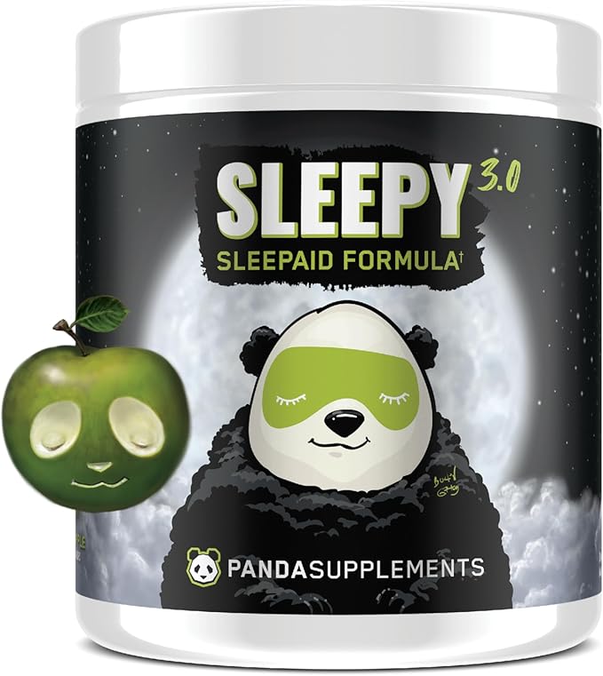 Underground Bio Labs Panda Supps – Sleepy 3.0 Natural Sleep Aid Formula: 5mg Melatonin 300mg GABA Chamomile Extract (Green Apple 30 Servings)