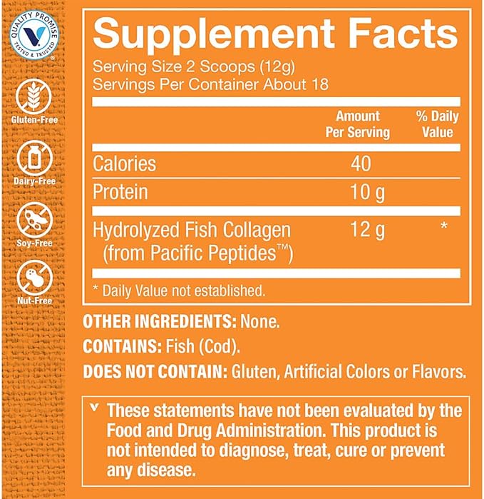 The Vitamin Shoppe Marine Collagen Powder a Hair Skin &amp Nail Support a Unflavored (7.62 oz./18 Servings)