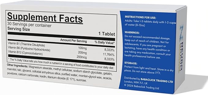 Neurobravo Vitamin B1 B6 B12 Tablets for Nerve Health Nerve Pain Numbness Muscle Stiffness Muscle Cramp Impaired Sensation