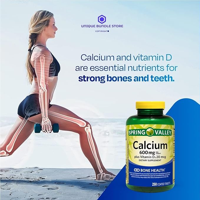 Calcium 600mg Plus Vitamin D3 – 250 Tablets Calcium Supplement for Men and Women Calcio Calcium with Vitamin D Gluten Free Bone and Teeth Support Daily Mineral Supplement (Pack of 2)