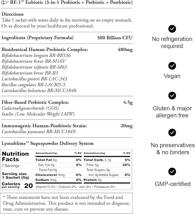 Probiotic Powder for Adults - 500 Billion CFU 4.5g Fiber 3-in-1 High Potency Probiotics with Digestive Prebiotics &amp Postbiotics for Gut Reset Bloat Relief &amp More Vegan Made in Japan (7 Sa