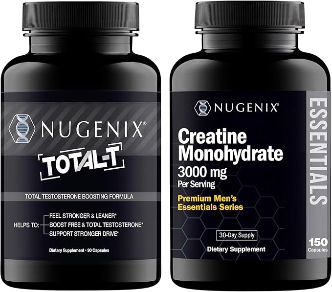 Nugenix Essentials Creatine Monohydrate and Total-T Testosterone Booster for Men