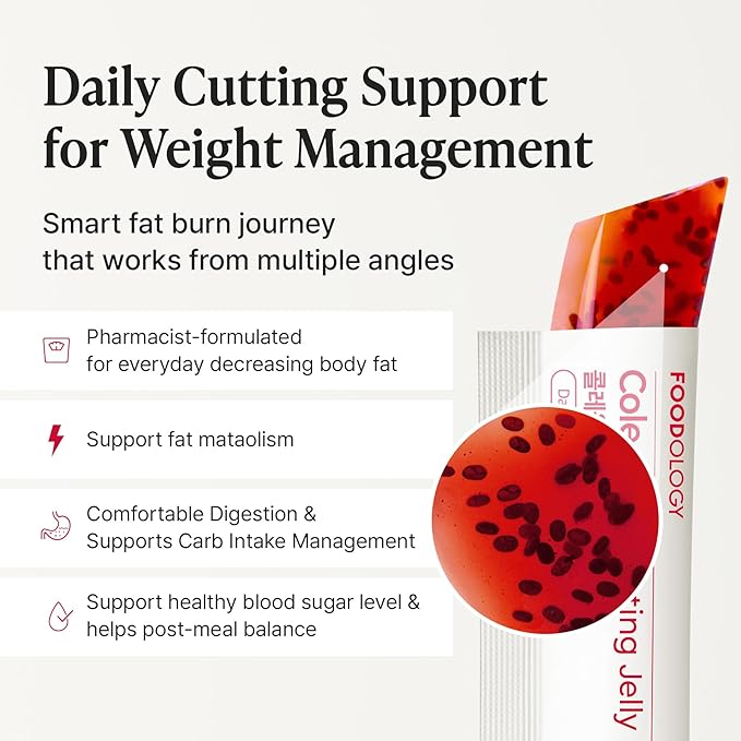 FOODOLOGY Coleology Cutting Stick Jelly (Pomegranate) – Dietary Fiber Supplement for Healthy Weight Management Chia Seeds &amp Garcinia Cambogia Korean Beauty with Collagen – 10 Sticks (Pack of 3)