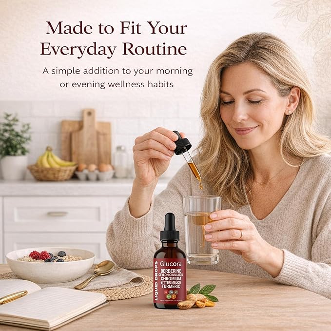 Glucora gotasGlucora Ceylon Cinnamon Berberine Liquid Drops| 10-in-1 Herbal Formula | Sugar-Free Vegan Liquid Supplement | 2 fl oz