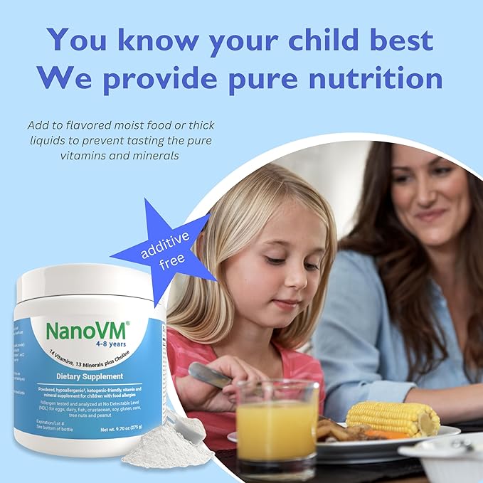 4-8 Years Allergen-Free Kids Multivitamin Unflavored Powdered Vitamins Multivitamin Powder with 14 Vitamins &amp 13 Minerals Low-Carbohydrate Vitamin Supplements 275g - Solace Nutrition