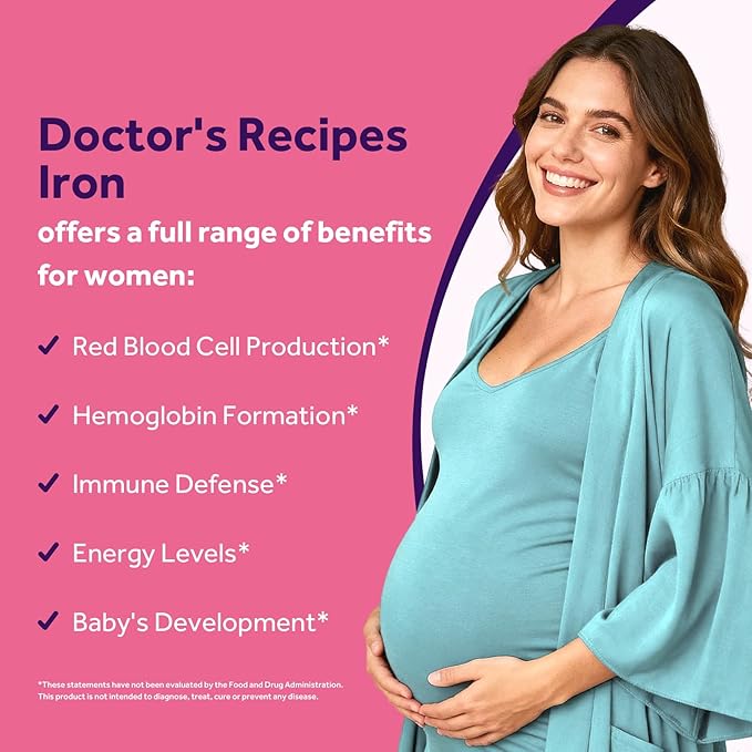 Doctor’s  Recipes  Iron  65 mg  &amp  Prenatal  Iron Bundle  High  Absorption  &amp  Gentle  Iron  Support  for  Healthy  Blood  and  Energy  Iron  Tabs  60 ct  &amp  Vegan  Caps  60 ct