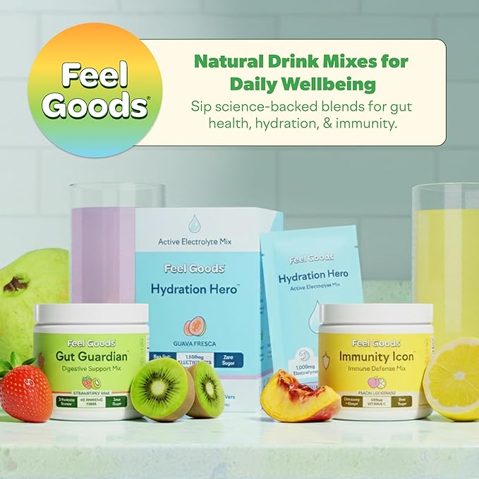 Feel Goods Gut Guardian Digestive Health Powder Packets - Probiotic Fiber Powder with Prebiotics &amp L Glutamine for Gut Health Bloating Relief &amp Digestion Support - Zero Sugar &amp Organic F
