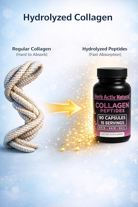 Collagen Peptides Capsules - Bovine Source - Skin Hair Nail Support - 90 Capsules per Bottle - 15 Servings - Pack of 2