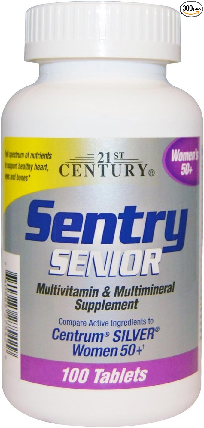 21st Century Sentry Senior Multivitamin &amp Multimineral Supplement Women's 50+ Tablets - 100 Tablets Pack of 3