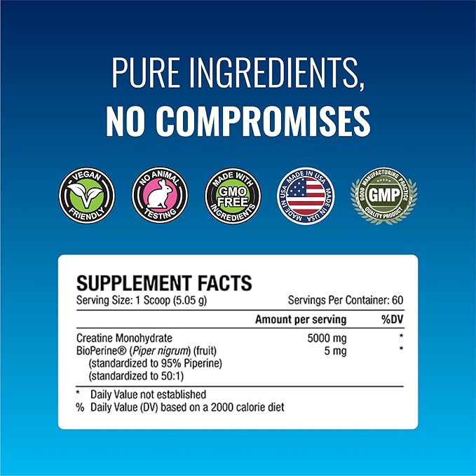 Approved Science Creatine Monohydrate Powder – with BioPerine – Supports Strength Lean Muscle &amp Recovery – 5 g Per Serving – Unflavored Creatine Powder – Non-GMO Vegan – 120 Servings (Pack of 2)