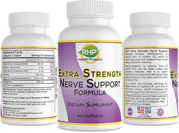 Extra Strength Nerve Support Formula for Nerve Repair and Regeneration. 60 Capsules