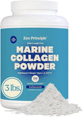 Zen Principle Marine Collagen Peptides Powder 3 lb. Wild-Caught Fish Non-GMO. Supports Healthy Skin Hair Joints and Bones.Hydrolyzed Types I II III and IV Protein. Amino Acids. Easy to Mix.