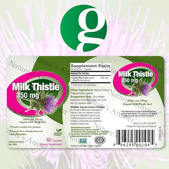 Genceutic Naturals - Milk Thistle Organic 350 mg 60 Capsules | Promotes Healthy Liver Function | Natural Detox | Cleanser | Digestive Support