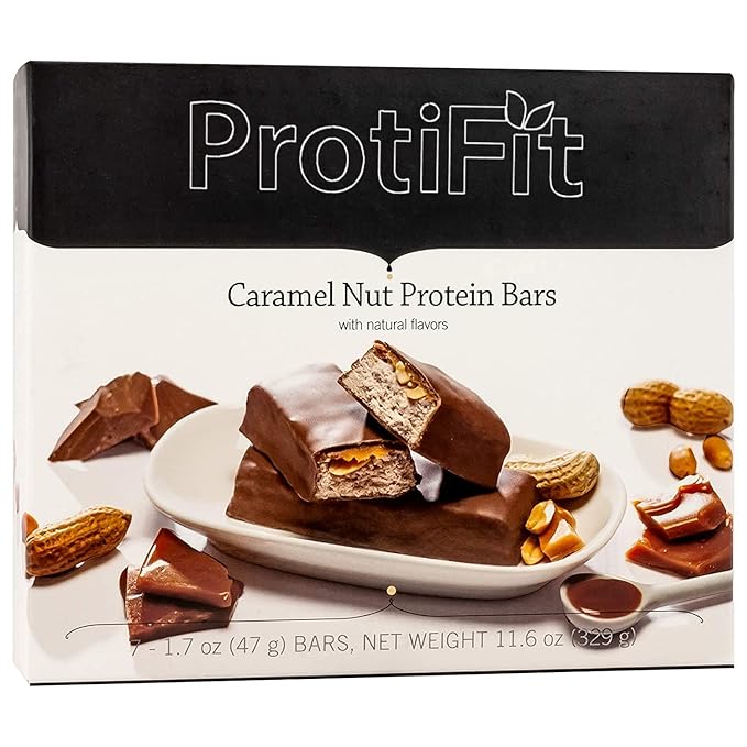PROTIFIT - Low Calorie Caramel Nut Protein Bar 3 Pack High Protein 15g Protein Low Carb Low Sugar Ideal Protein Compatible 7 Servings Per Box (3 Pack)