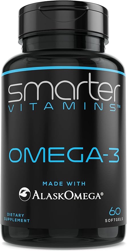 SmarterVitamins Omega 3 Fish Oil Strawberry Flavor Burpless Tasteless 2000mg DHA EPA Triple Strength Made with AlaskOmega®
