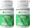 EZ Melts Iron - Supplement for Daily Energy &amp Iron Support - with Vitamin C - No Artificial Flavors - Non-GMO &amp Vegan - Zesty Orange - 180 Dissolvable Tablets (180 Servings)