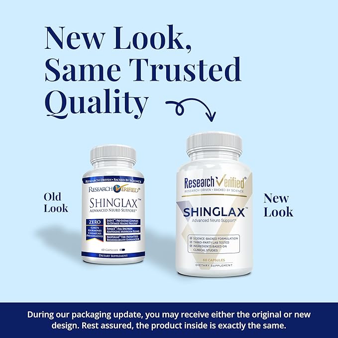 Research Verified Shinglax - Lemon Balm Proteolytic Enzymes Mushroom Complex Vitamin B Complex Oregano Zinc - GMO Free Made in USA - 60 Capsules (Pack of 3)