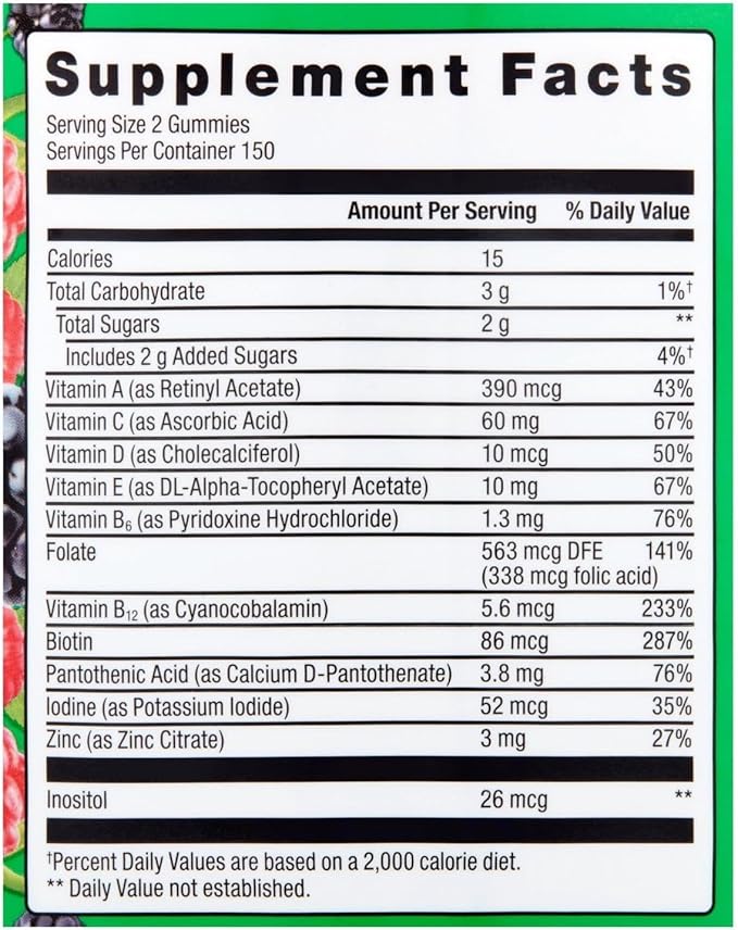 Equate Multivitamin Gummies for General Health Natural Fruit 300 Count Pack 01 + Sticker