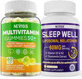 NEVISS Women &amp Men's 50+ Multivitamin Gummy and Melatonin 60mg Bundle