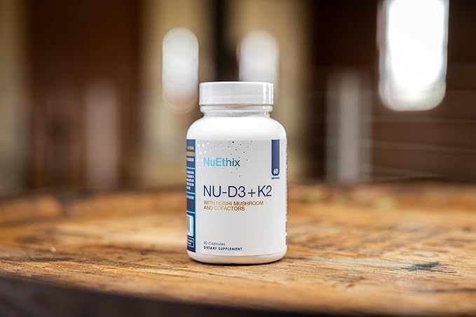 NuEthix Formulations NU-D3 + K2 - Vitamin D3 and K2 5000 iu Supplements - Packed with Reishi Mushroom Magnesium &amp Zinc - 60ct 60 Servings - Made in USA Products Only