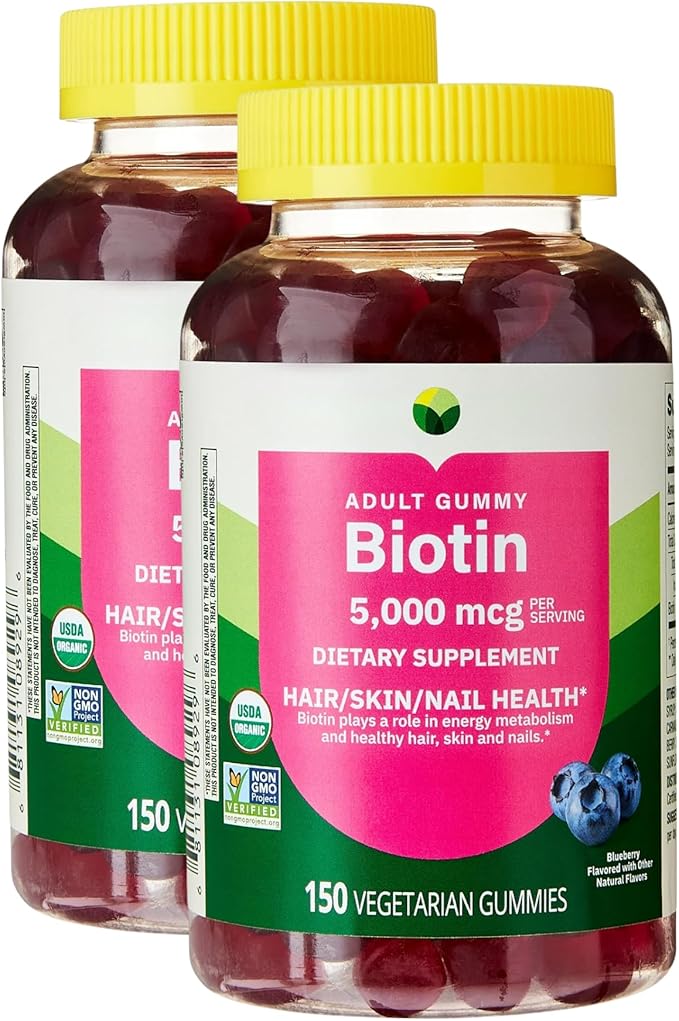 KP+ Biotin | Biotin 5000 mcg Gummies | Supports Hair Skin &amp Nail Health | 150 Vegetarian Gummies | Blueberry Flavor | Pack of 2