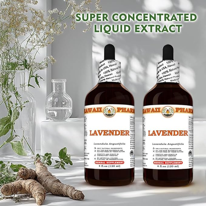 Lavender (Lavandula Angustifolia) Dry Herb Tincture Made in Hawaii Professional Grade Small Batch Raw Materials All Natural Vegan Pure Liquid Extract - 4 fl.oz