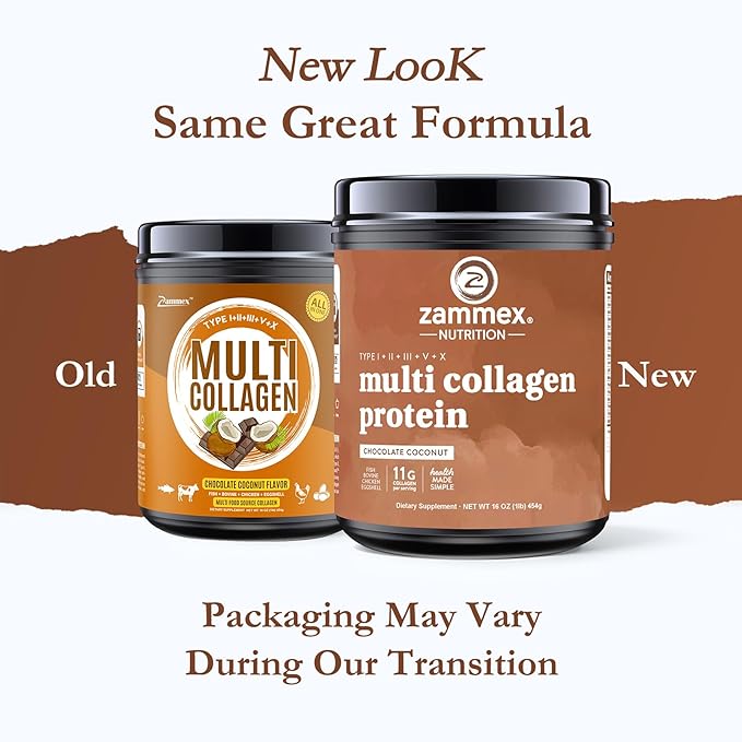 Zammex Multi Collagen Protein Powder Type I &amp III &amp V &amp X Hydrolyzed Collagen Peptides for Women &amp Men Supports Hair and Skin Gut Health 41 Servings Chocolate