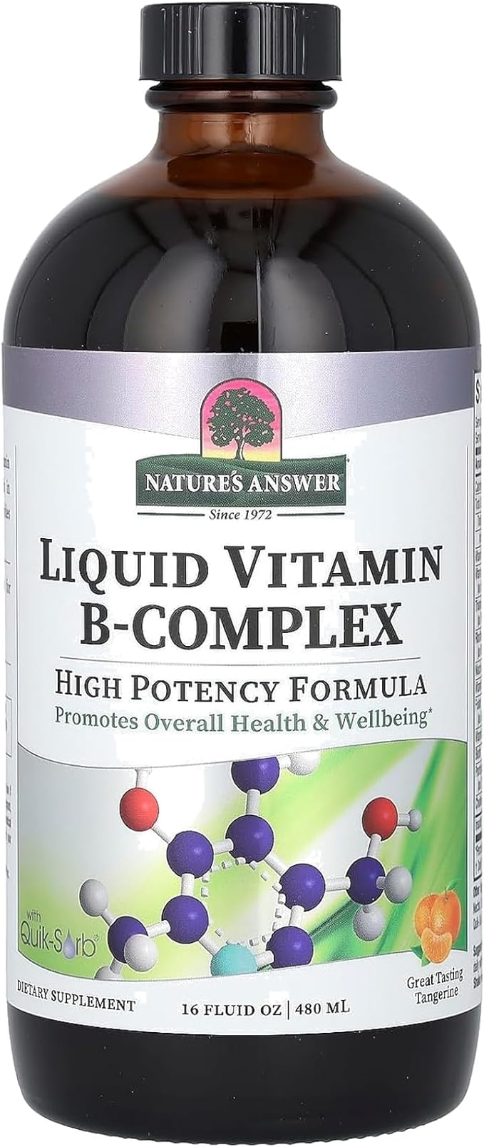 Nature's Answer Liquid Vitamin B-Complex Supports Healthy Energy Levels | Promotes Healthy Nerve Function | All-Natural Tangerine Flavor | Gluten-Free &amp Benzoate-Free 16oz