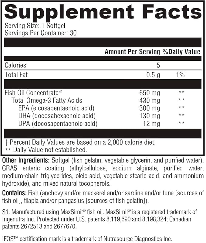XYMOGEN Omega 3 Basix - Essential Omega-3 Support for Brain &amp Heart Health - EPA &amp DHA Monoglyceride Fish Oil - High Absorption - 30 Softgels