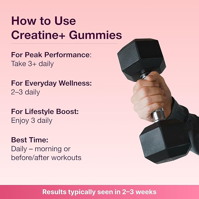 Bear Balanced Creatine Gummies for Men &amp Women - Creapure® Creatine Monohydrate L-Theanine L-Tyrosine &amp B12 for Muscle Growth Strength Focus Energy &amp Health - Low Calorie Sugar-Free