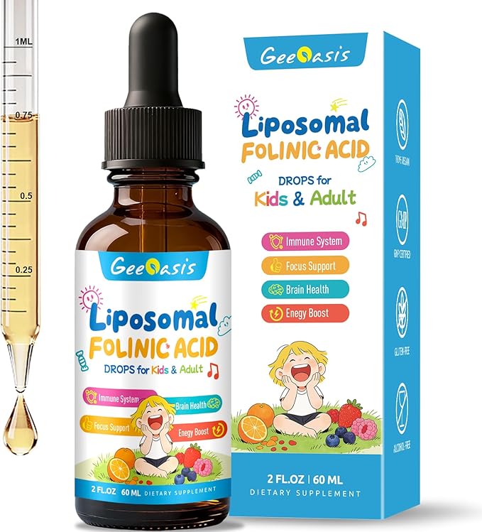 Liquid Folinic Acid &amp Methylfolate Drops for Kids Folic Acid Supplement with Methylated B12 for Women with Zinc Citrate Vitamin B6 &amp C Support for Brain Focus &amp Cellular Health MTHF