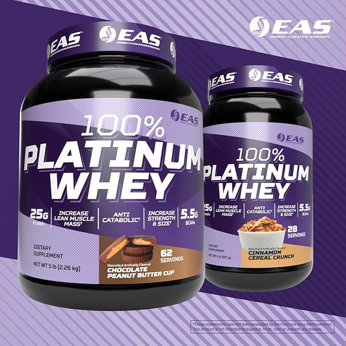 EAS Experimental and Applied Sciences 100% Platinum | 3 Ultra-Platinum Whey Proteins | Increase Size &amp Strength | 25g Protein 5.5g BCAAs | 5 Pound (Strawberry Ice Cream)