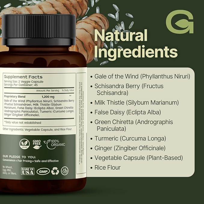 GREEN'S BEST Liver Support Supplement – Liver Detox &amp Repair with Milk Thistle Dandelion &amp Turmeric – Promotes Liver Health &amp Cleansing – Herbal Formula for Fatty Liver &amp Digestion –