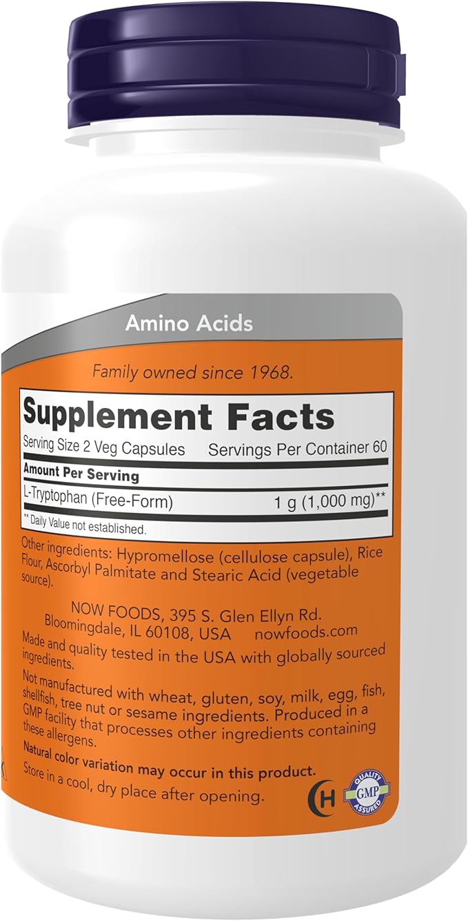 Now Foods L-tryptophan 500mg Veg-Capsules 240-Count