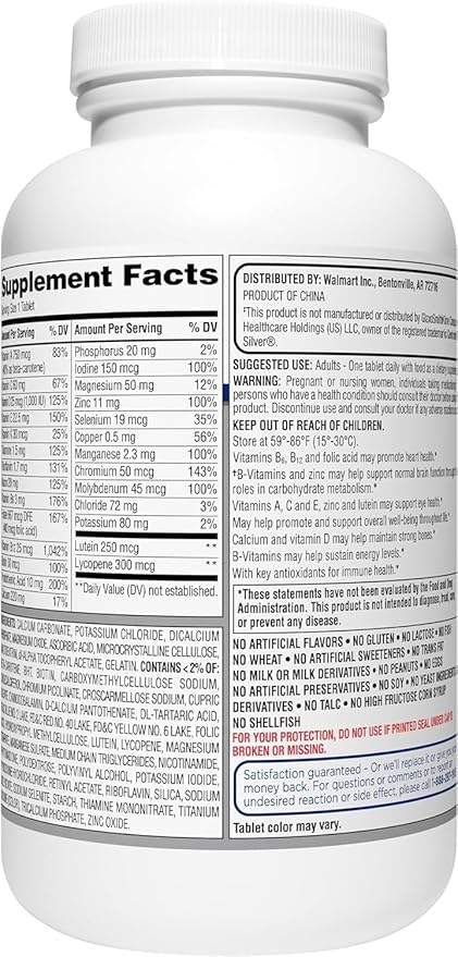 Equate Mature Adult 50+ One Daily Complete Multivitamin Compare to Centrum Silver (400 Ct) VSL-Shops