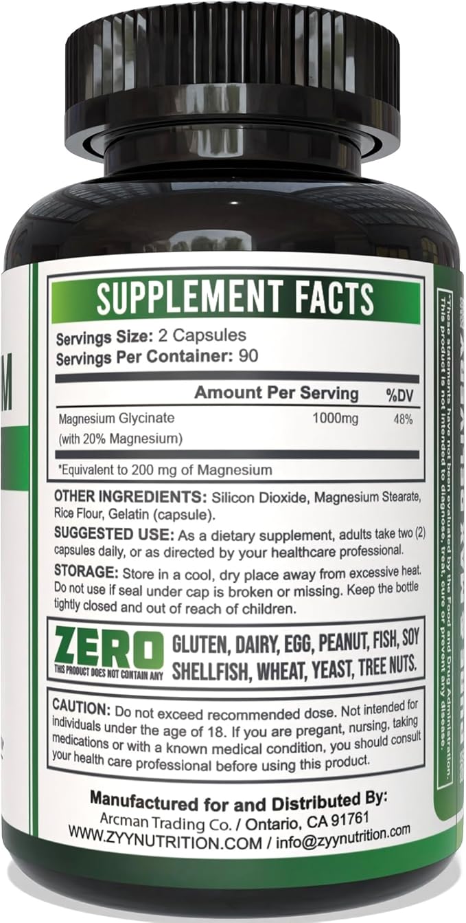 ZYY Magnesium Glycinate 1000mg &amp NMN 18000mg per Bottle 300mg per Serving | Chelated &amp High Absorption Mineral | Real Nicotinamide Mononucleotide Anti Aging